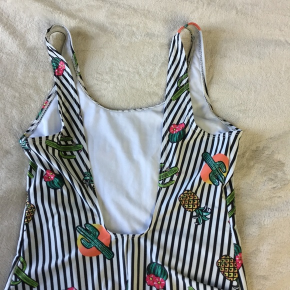 Primark Cactus & Pineapple striped one piece swimsuit, size 8 - Picture 6 of 6
